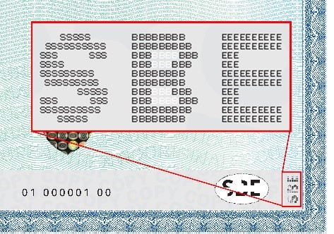 microtext visible under magnifying glass security point secure paper